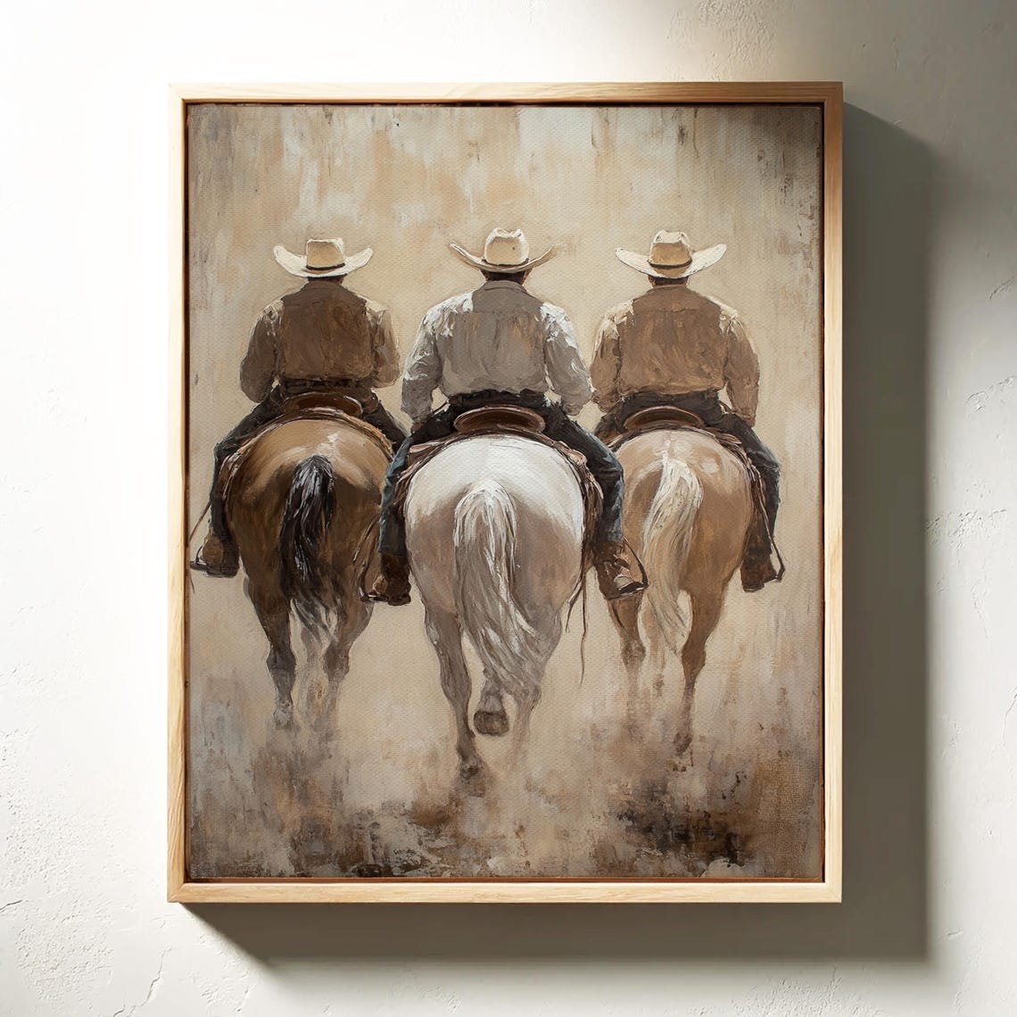 Three Cowboys Riding Into Dust Western Horseback Painting Art Print - Image 4