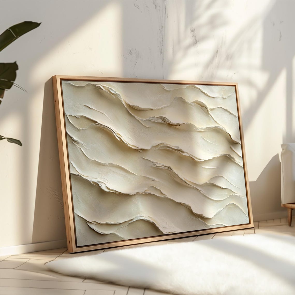 Textured Neutral Wall Art Print Abstract 3d Style Painting Modern Beige Minimalist Home Decor Large Contemporary Artwork - Image 3