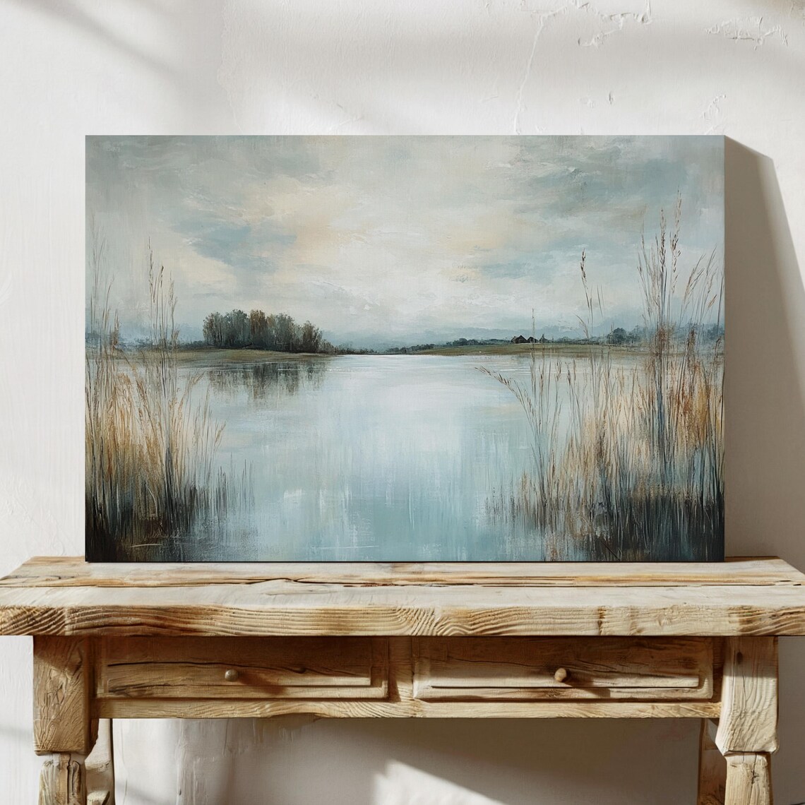 Serene Lake Landscape - Minimalist Water Reflection