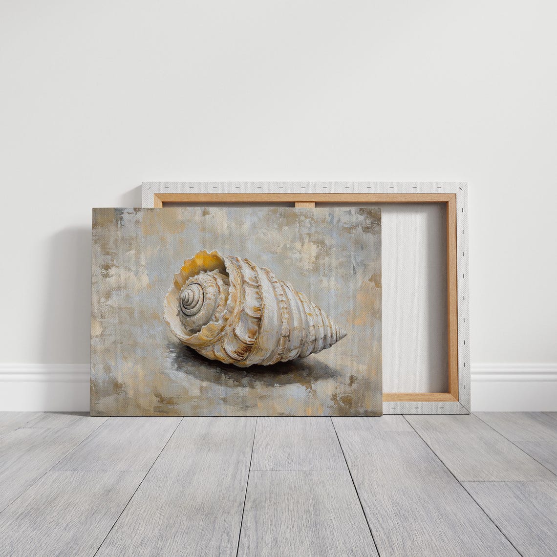 Spiral Seashell Painting Warm Neutral Coastal Beach Wall Print - Image 3