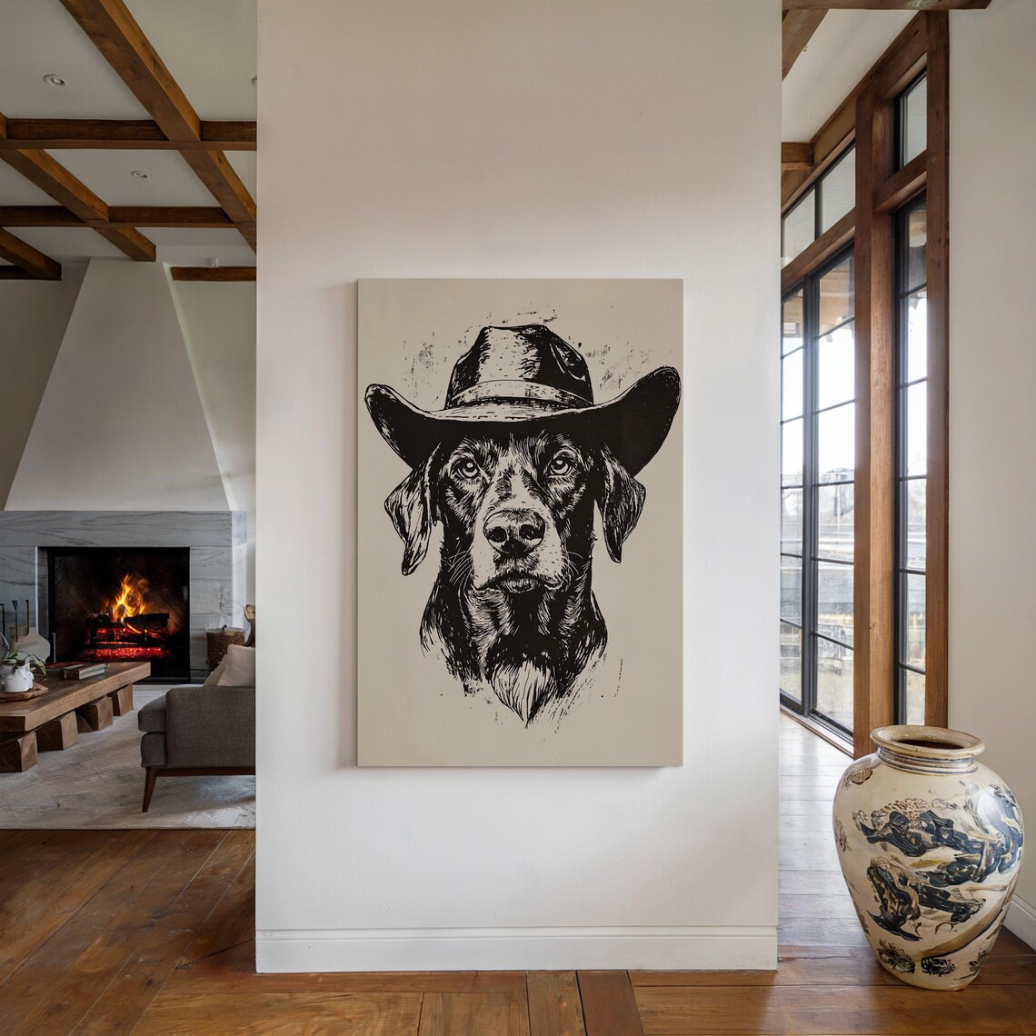 Cowboy Dog - Western Ranch Rustic Dog Illustration - Image 5