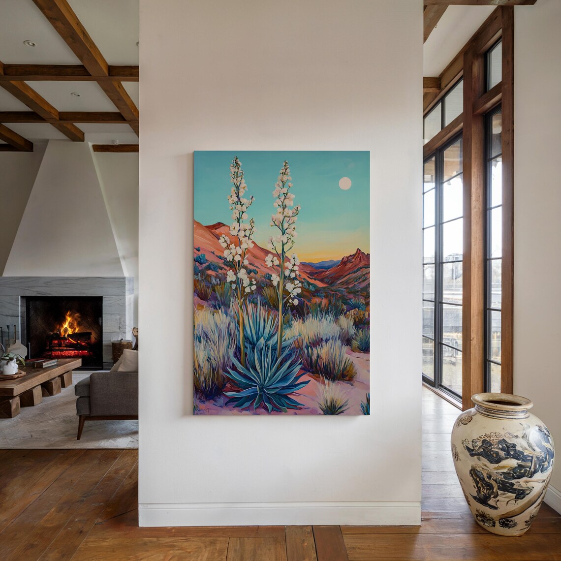 Desert Sunset Blooming Yucca Agave Southwestern Landscape Wall Poster - Image 3