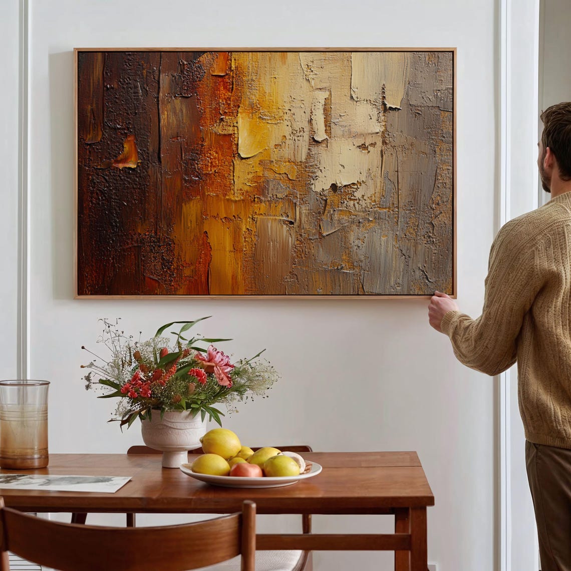 Earth Tone Textured Abstract Brown Rust Modern Wall Art Print - Image 3