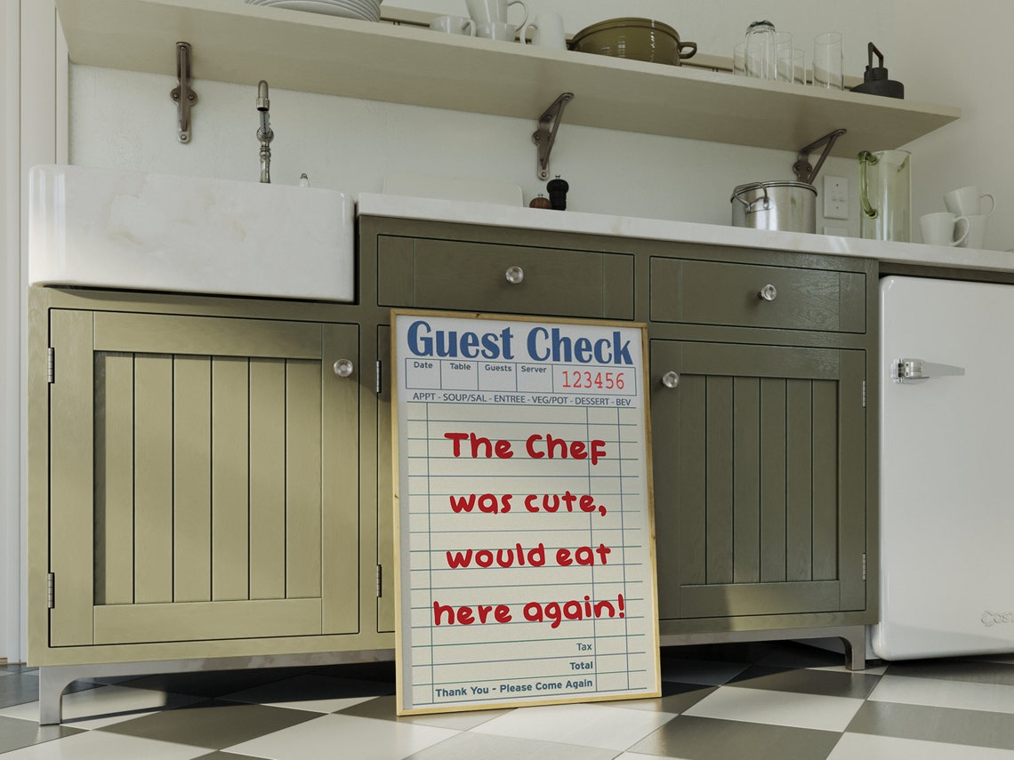 Funny Guest Check Retro Diner Receipt Cute Chef Quote Kitchen Poster - Image 2