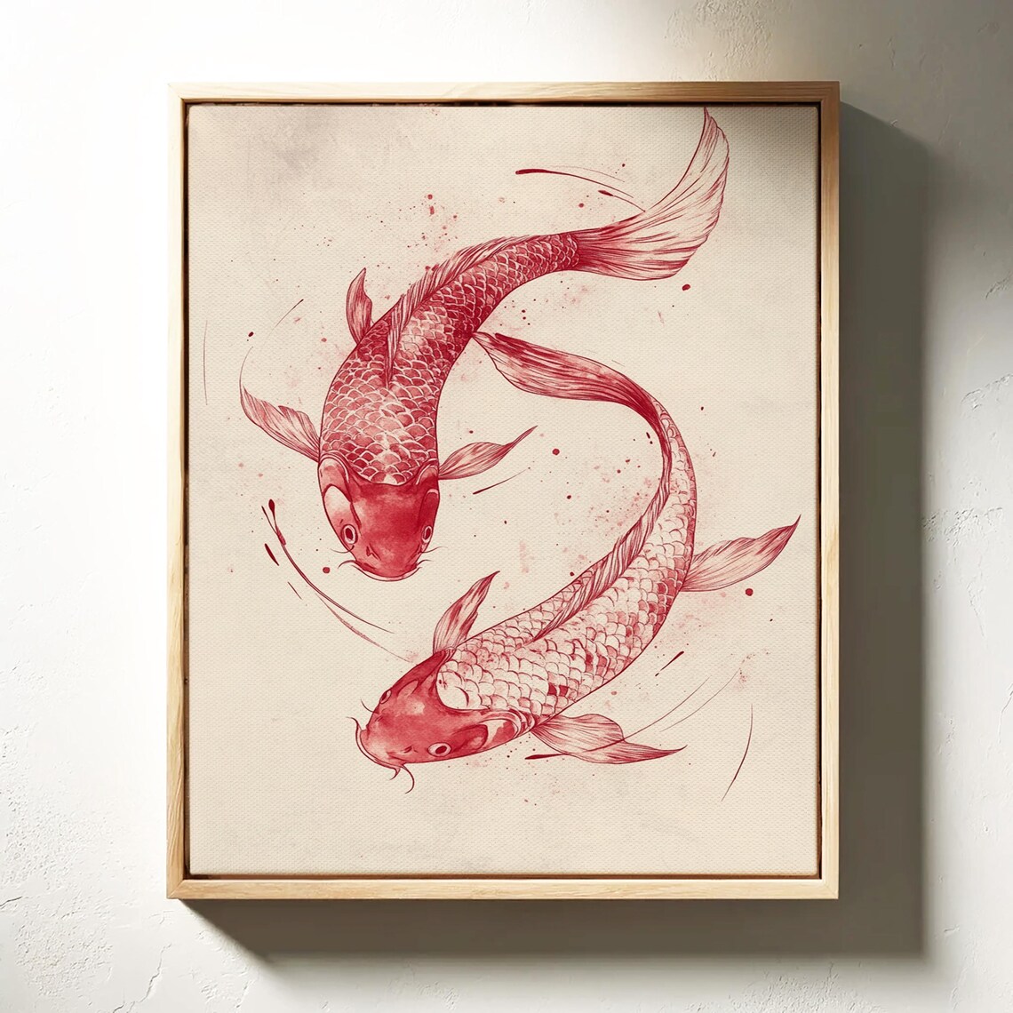 Red Koi Fish Ink Drawing, Japanese Zen Art - Image 4
