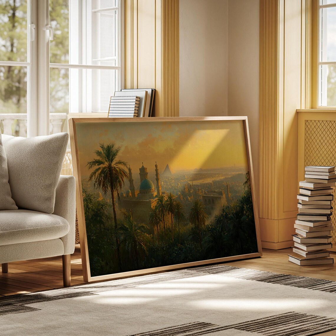 Golden Cairo Sunset, Egyptian Landscape Art Print - Image 3