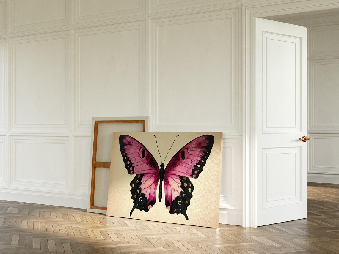 Pink Butterfly Vintage Insect Illustration, Botanical Charm - Image 3