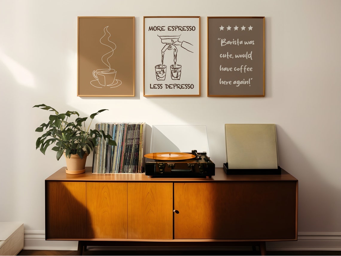 Coffee Bar 3 Piece Bundle Wall Art Boho Minimalist Prints Modern Art Trendy Coffee Art 3 File - Image 2