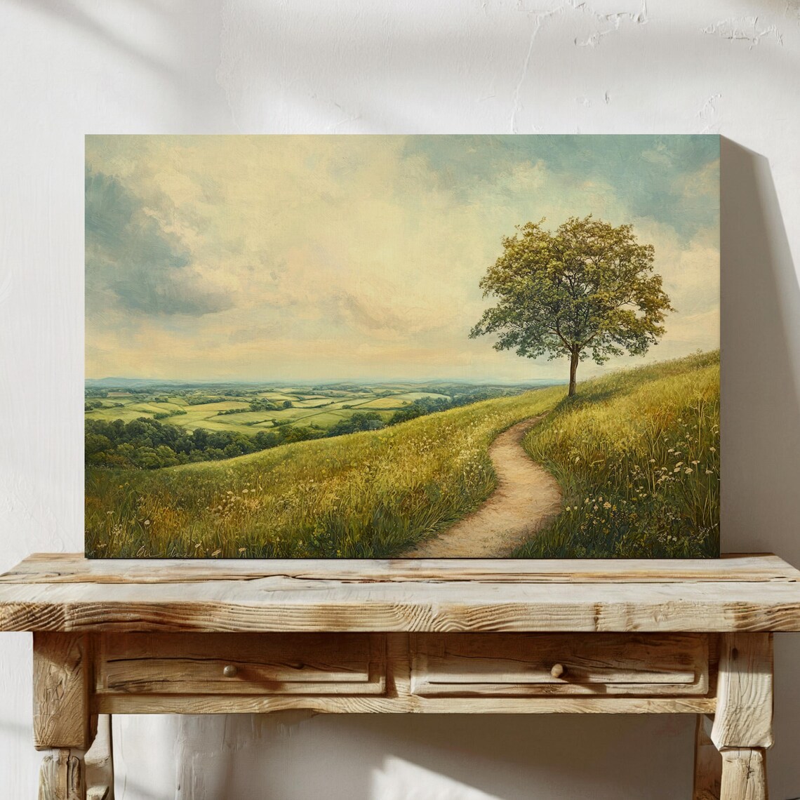 Peaceful Country Path Landscape, Rustic Nature Art Print