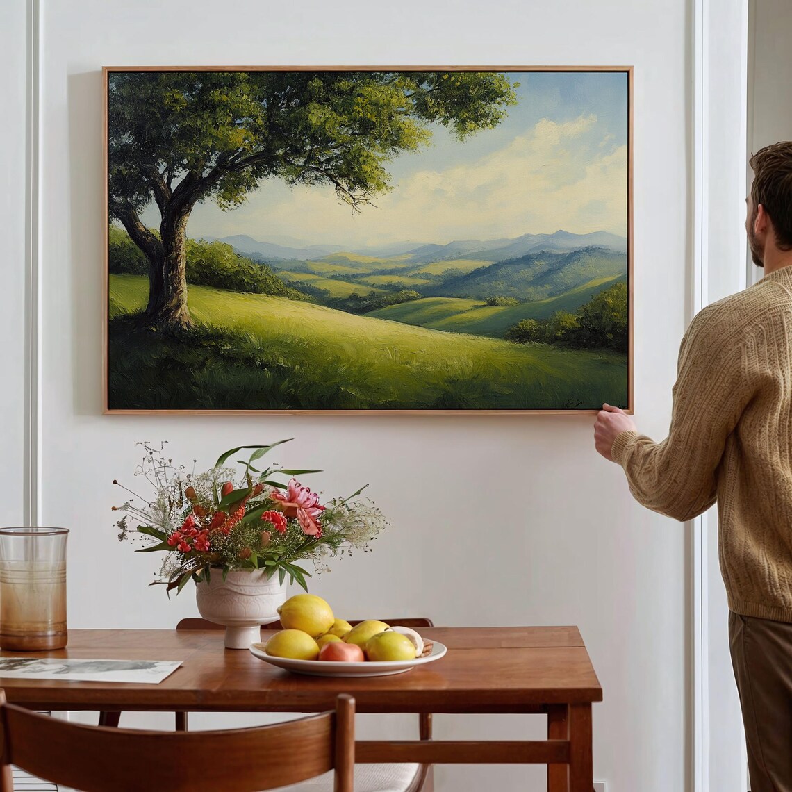 Rolling Hills Landscape Painting, Serene Countryside - Image 4