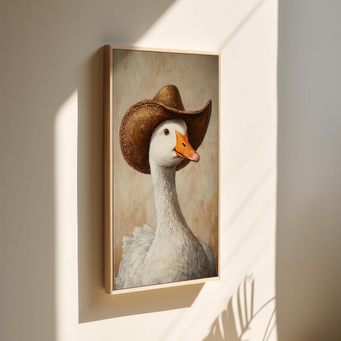 White Goose Cowboy Hat Portrait Funny Western Ranch Wall Art Poster - Image 2