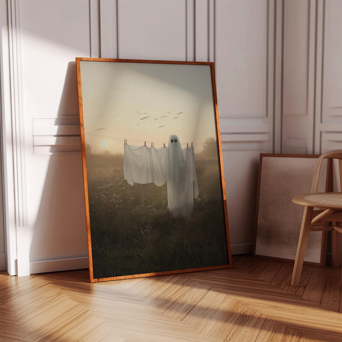 Ghost In Sunrise Laundry Field, Soft Spooky Decor - Image 3