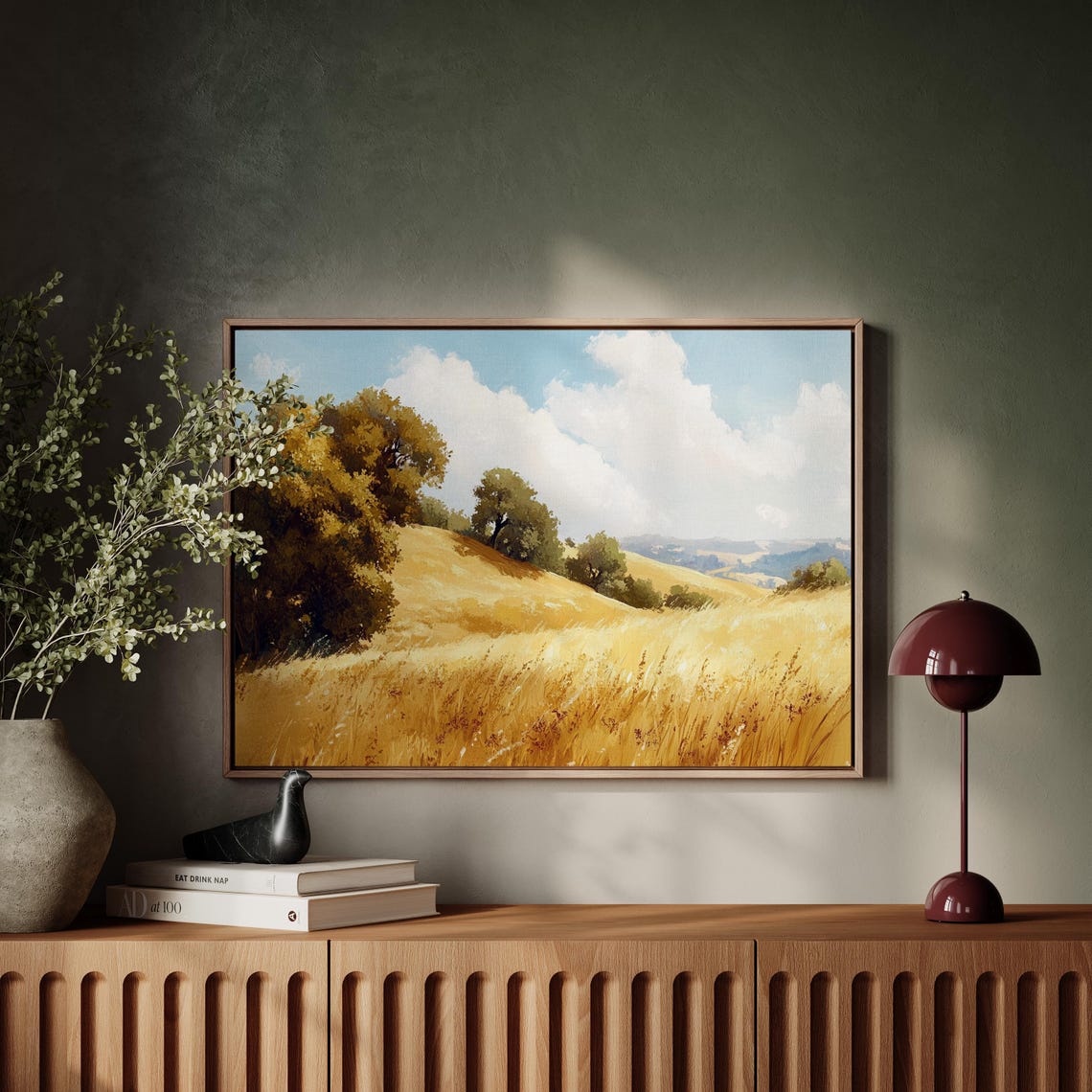 Golden Hills And Rolling Fields Stunning Landscape Art Print For Rustic And Nature Inspired Home Decor - Image 3