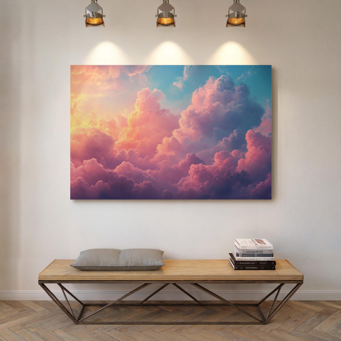 Dreamy Pastel Cloudscape Sunset Pink Purple Golden Sky Poster - Image 3