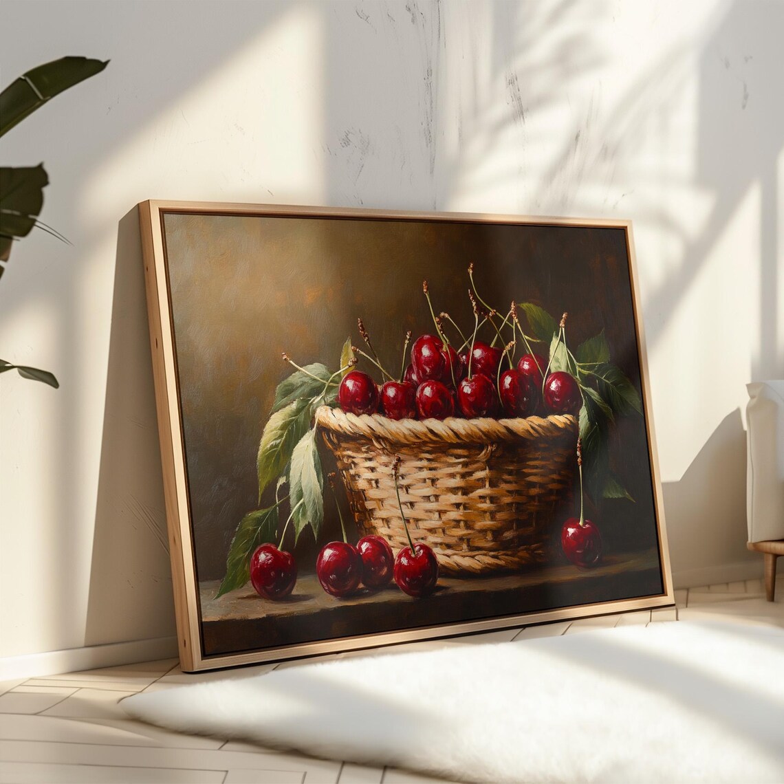 Basket Of Cherries Still Life, Rustic Kitchen Decor - Image 5