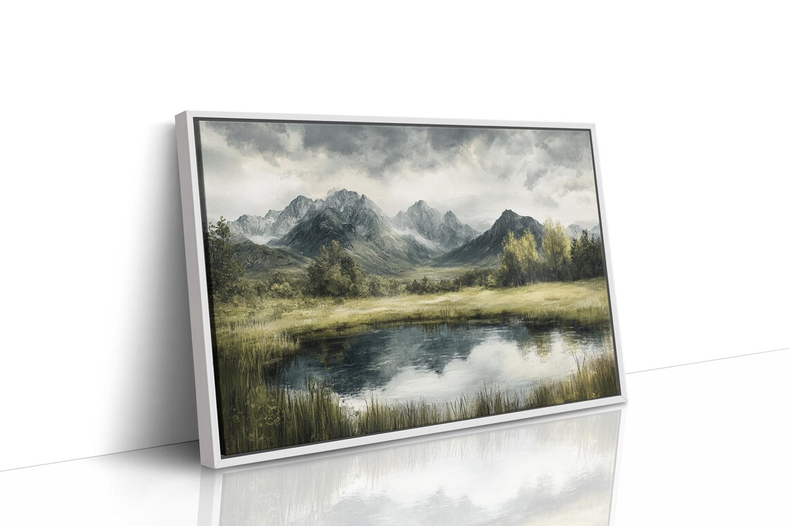 Moody Mountain Landscape, Rustic Nature Art Print - Image 3