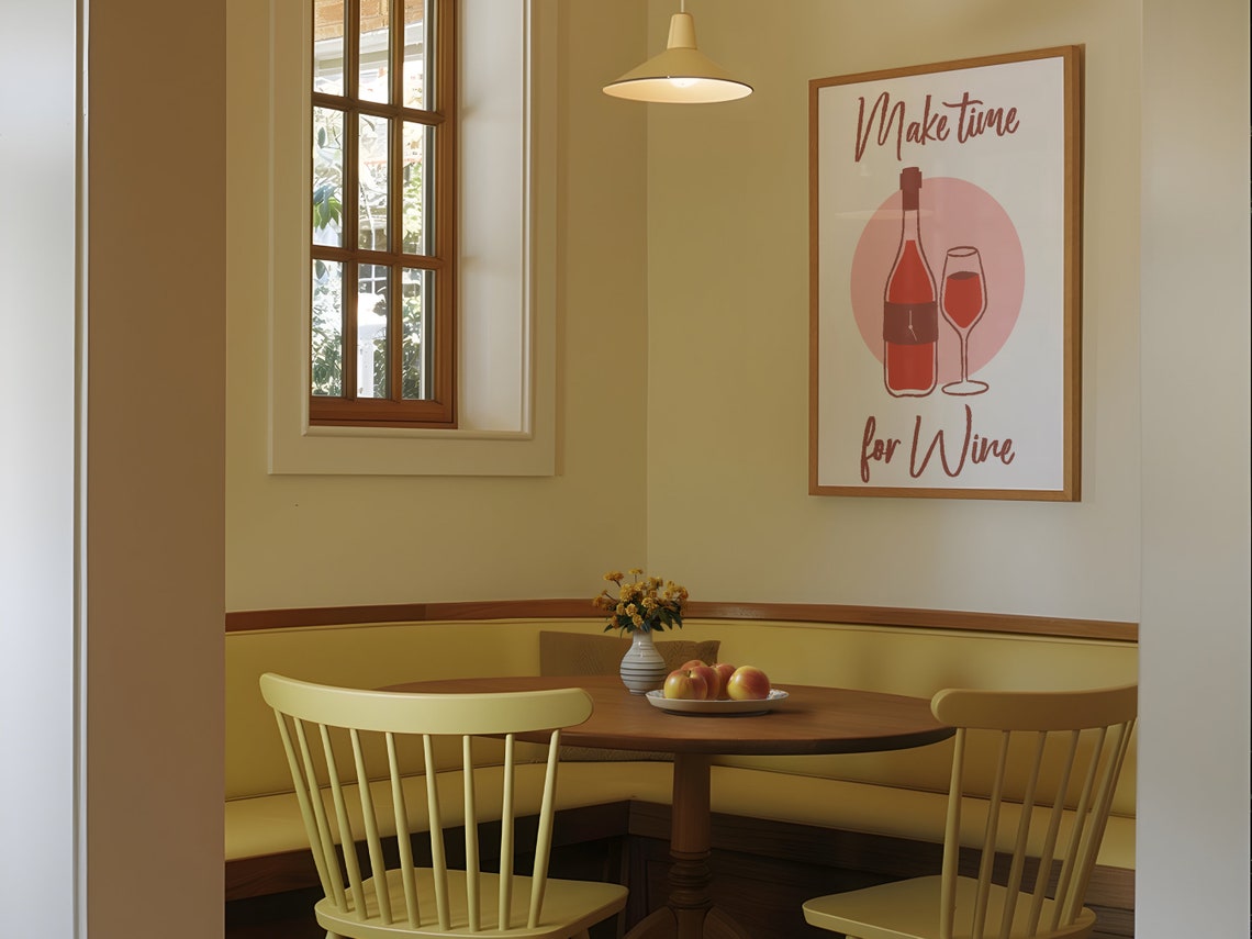 Make Time for Wine Retro Kitchen Bar Script Typography Quote Poster - Image 4