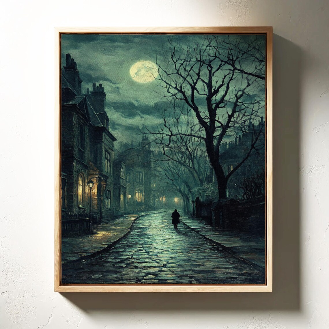 Victorian Moonlit Street, Moody Gothic Art Print - Image 5