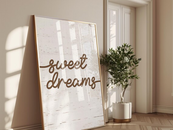 Sweet Dreams Rustic Script Quote, Farmhouse Bedroom