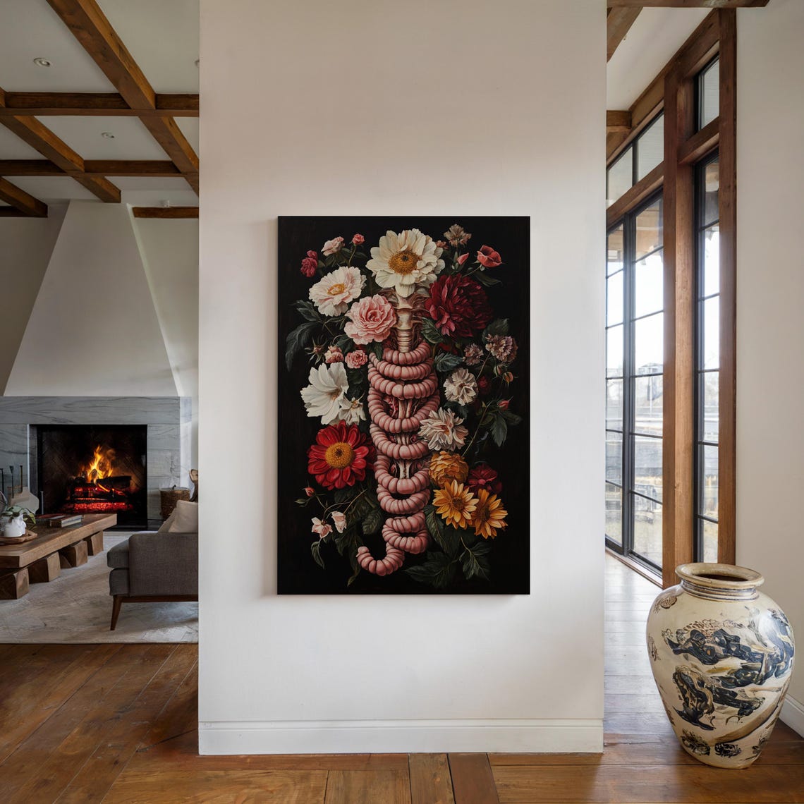 Surreal Floral Anatomy Intestines Dark Botanical Goth Art Print - Image 3