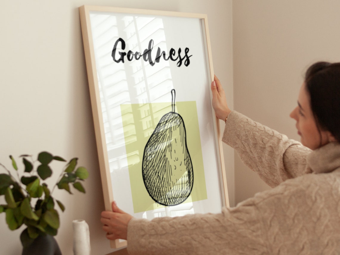 Goodness Pear Fruit Sketch Christian Affirmation Wall Art Poster - Image 4