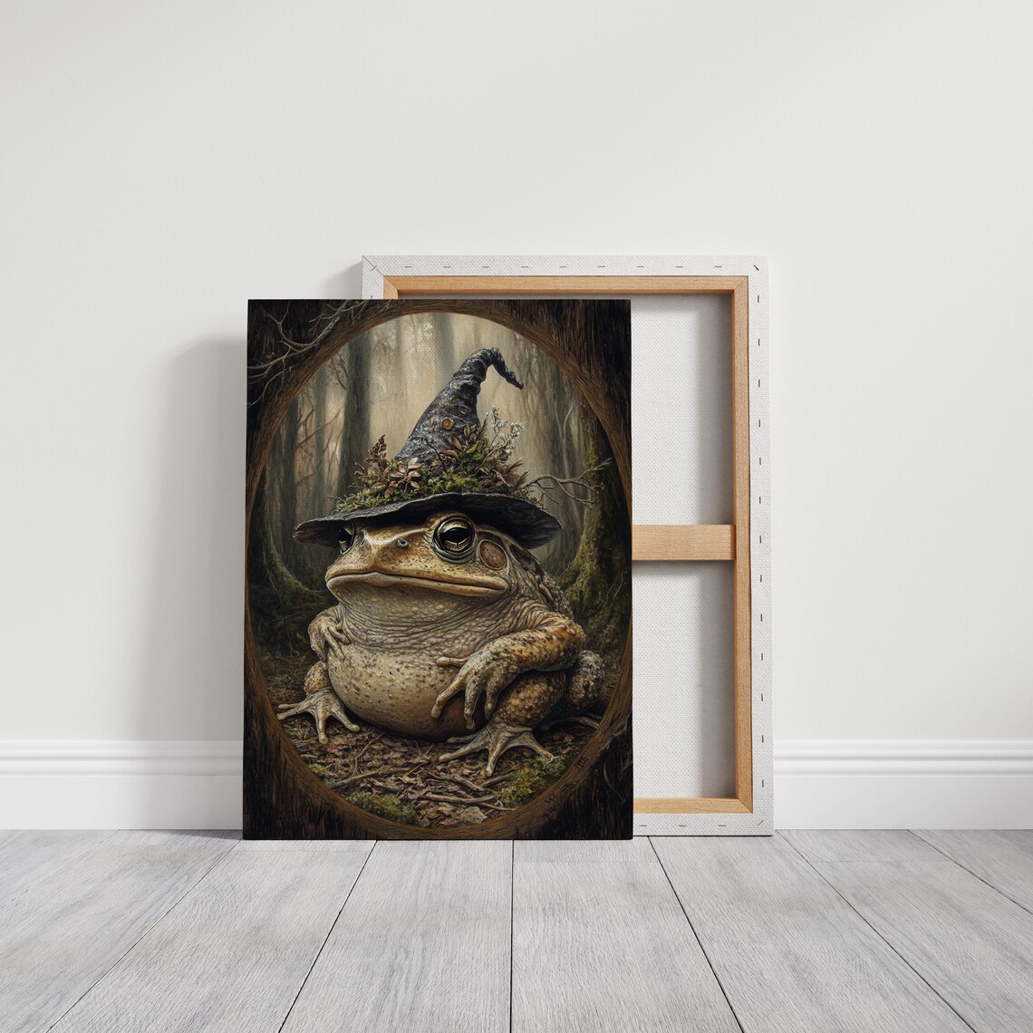Toad in Botanical Witch Hat Mystical Forest Portrait Halloween Wall Art - Image 3