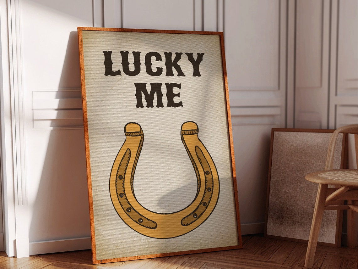 Lucky Me Golden Horseshoe Vintage Western Rustic Wall Poster - Image 2
