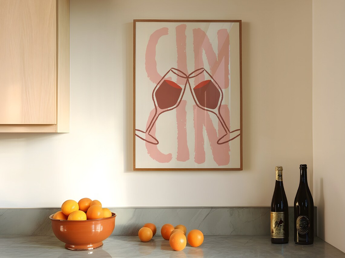 Cin Cin Wine Boho Minimalist Poster Print - Image 2