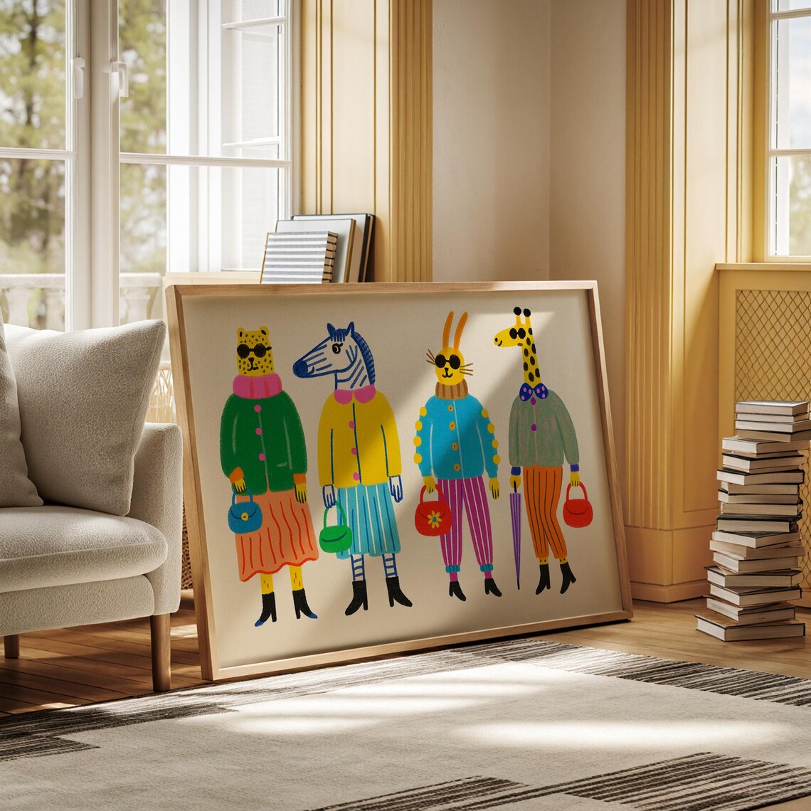 Stylish Dressed Animals Illustration, Anthropomorphic Friends - Image 4