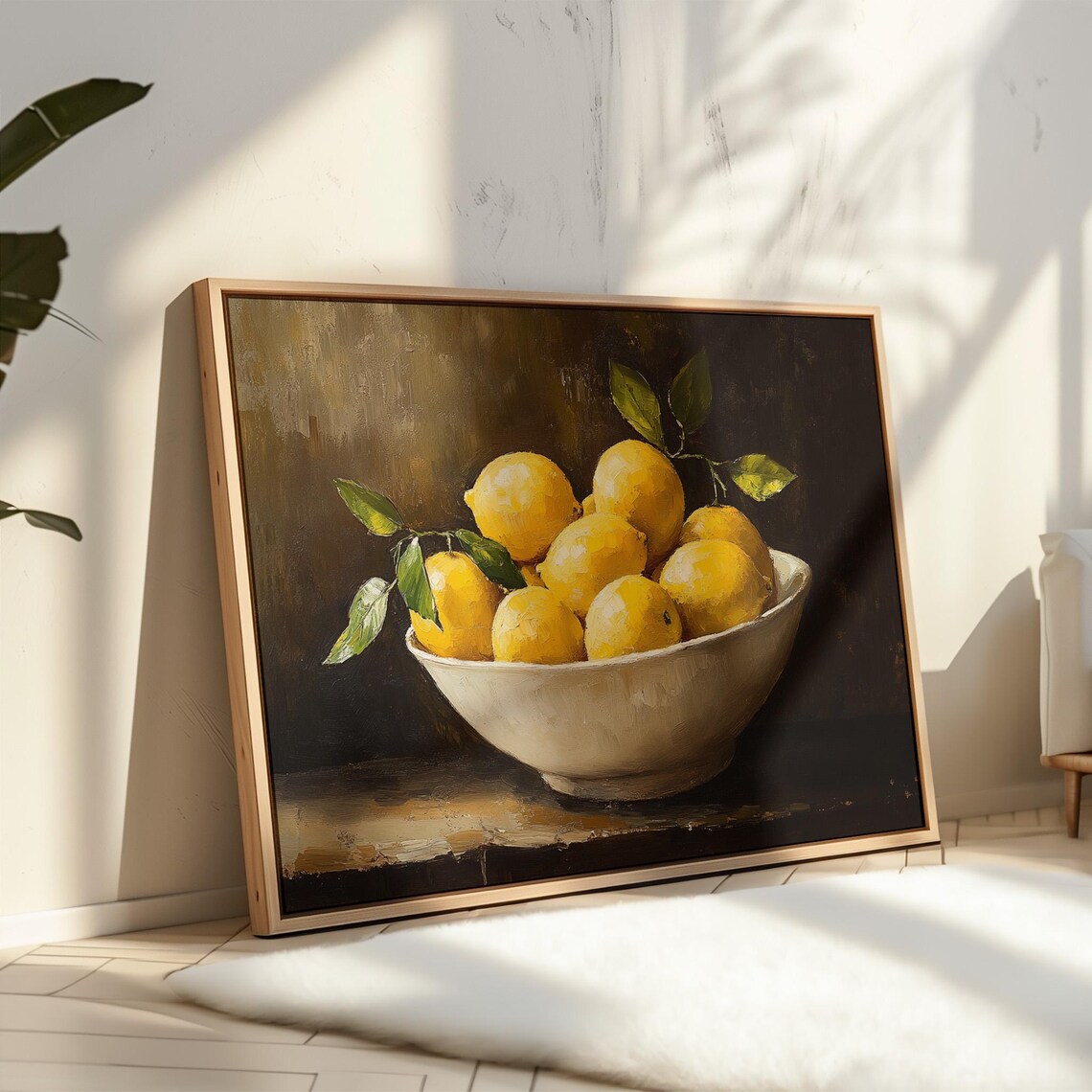 Vintage Lemon Still Life, Rustic Kitchen Art Print