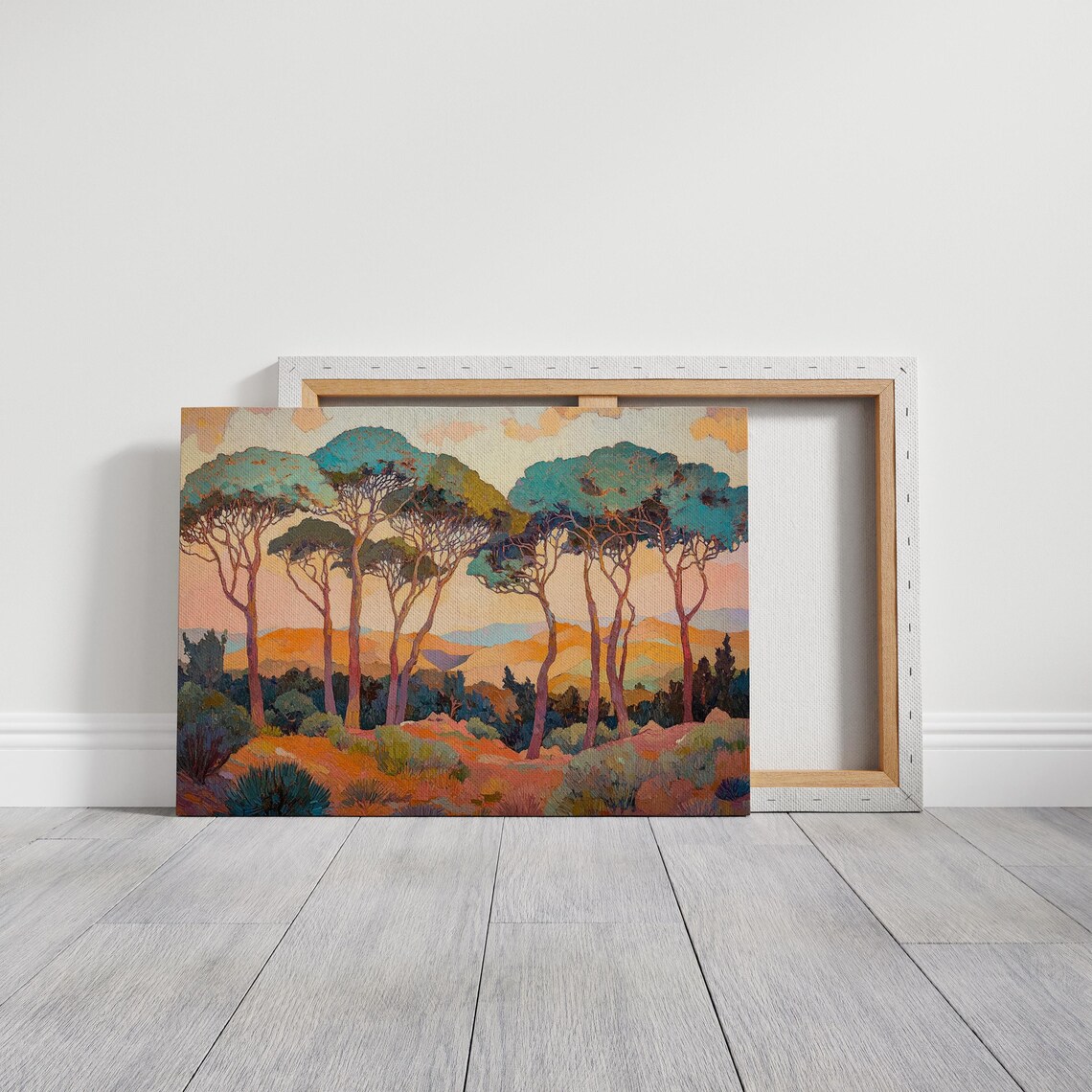 Mediterranean Landscape Painting With Sunset Trees Impressionist Wall Art Prints For Nature Inspired Home Decor - Image 5