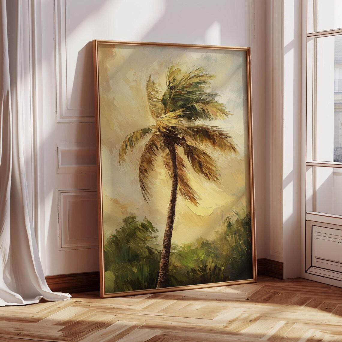 Tropical Palm Tree Art Print, Golden Sunset Beach - Image 3