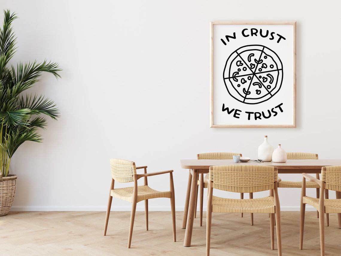 In Crust We Trust Whole Pizza Doodle Humorous Kitchen Poster - Image 2
