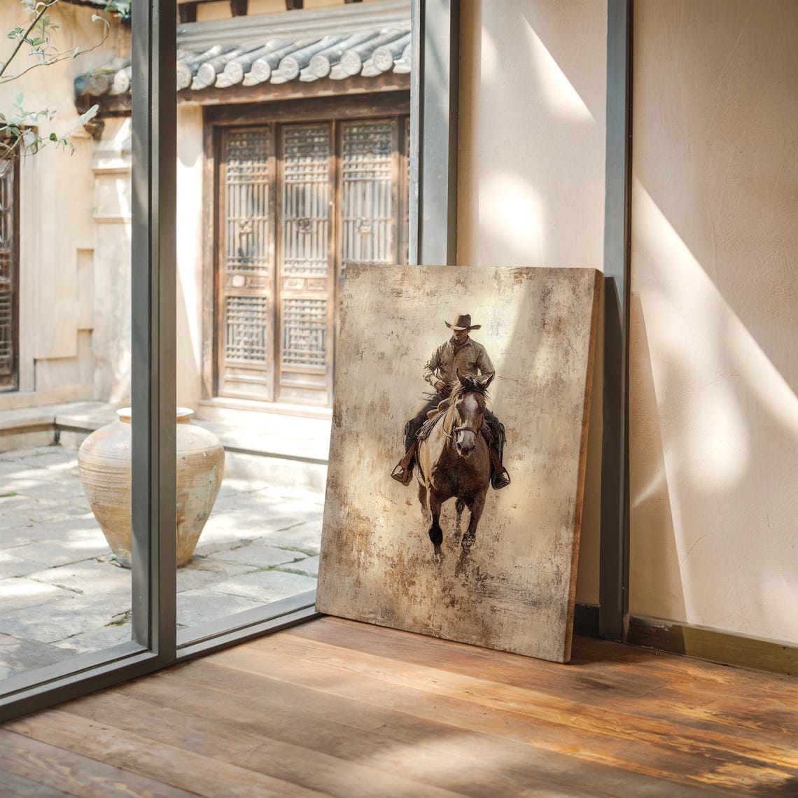 Rustic Cowboy Horseback Riding Art Western Wall Decor Vintage Ranch Scene Old West Print - Image 2