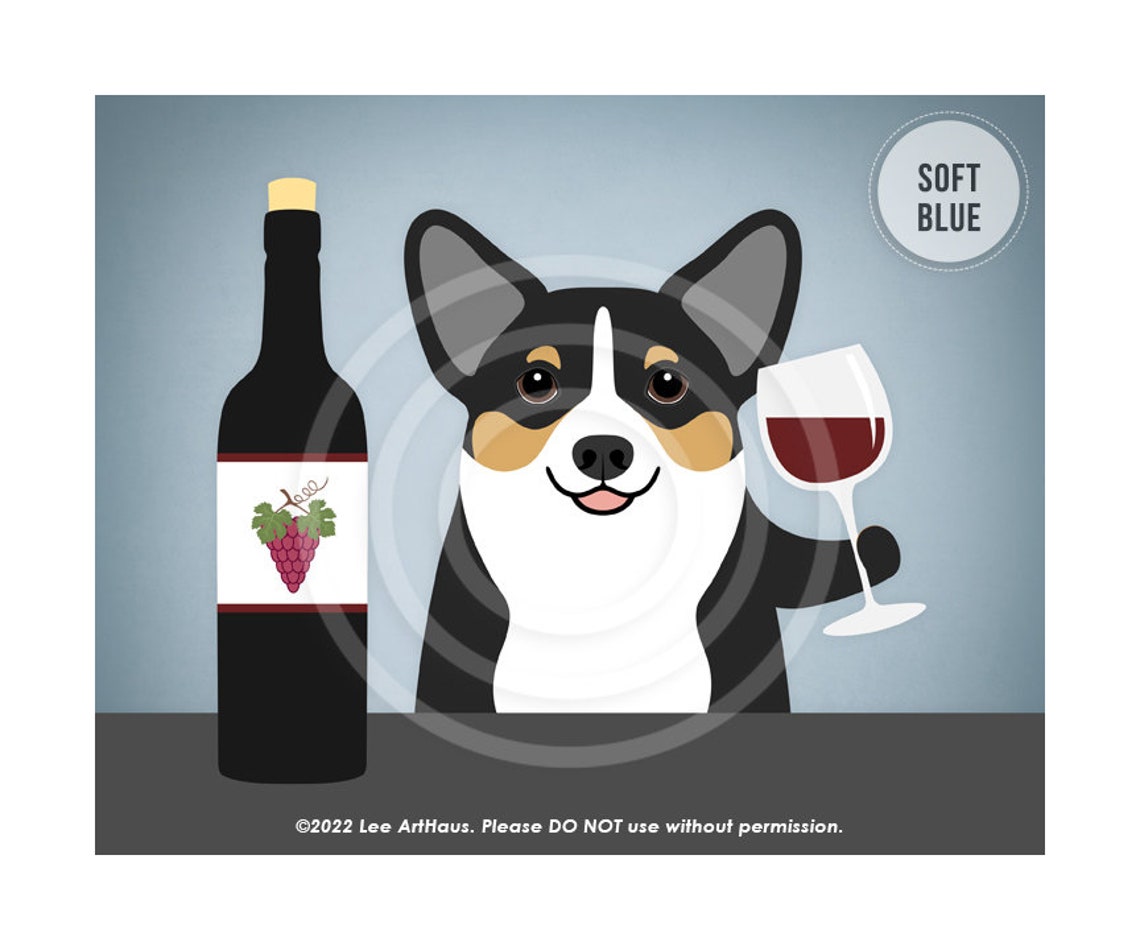 Tricolor Corgi Holding Wine Glass With Wine Bottle Funny Poster - Image 3