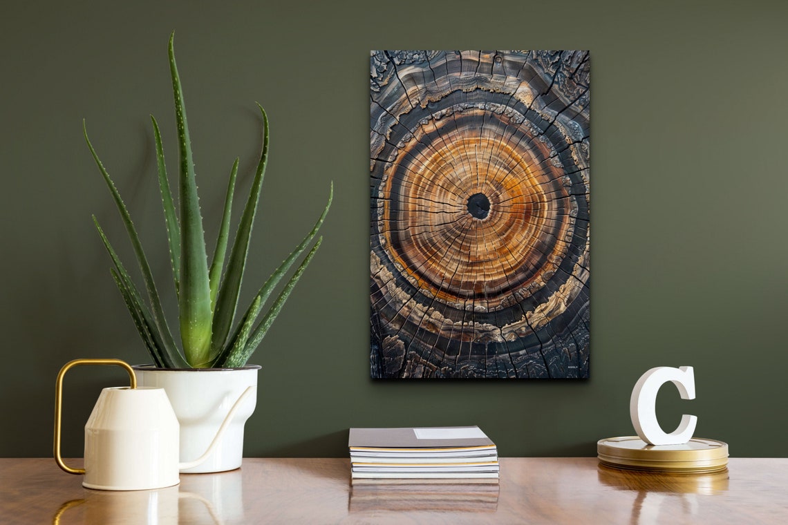 Ancient Tree Ring Cross Section Warm Amber Wood Grain Poster - Image 6