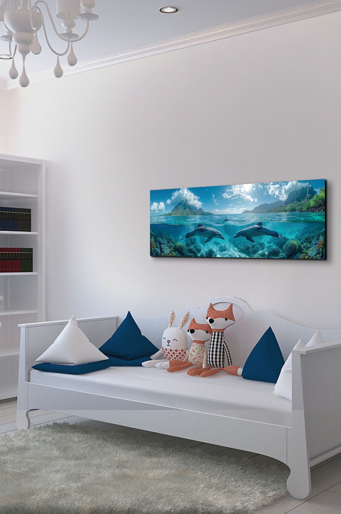 Hawaiian Dolphins Panoramic Ocean Decor, Nautical Art - Image 6