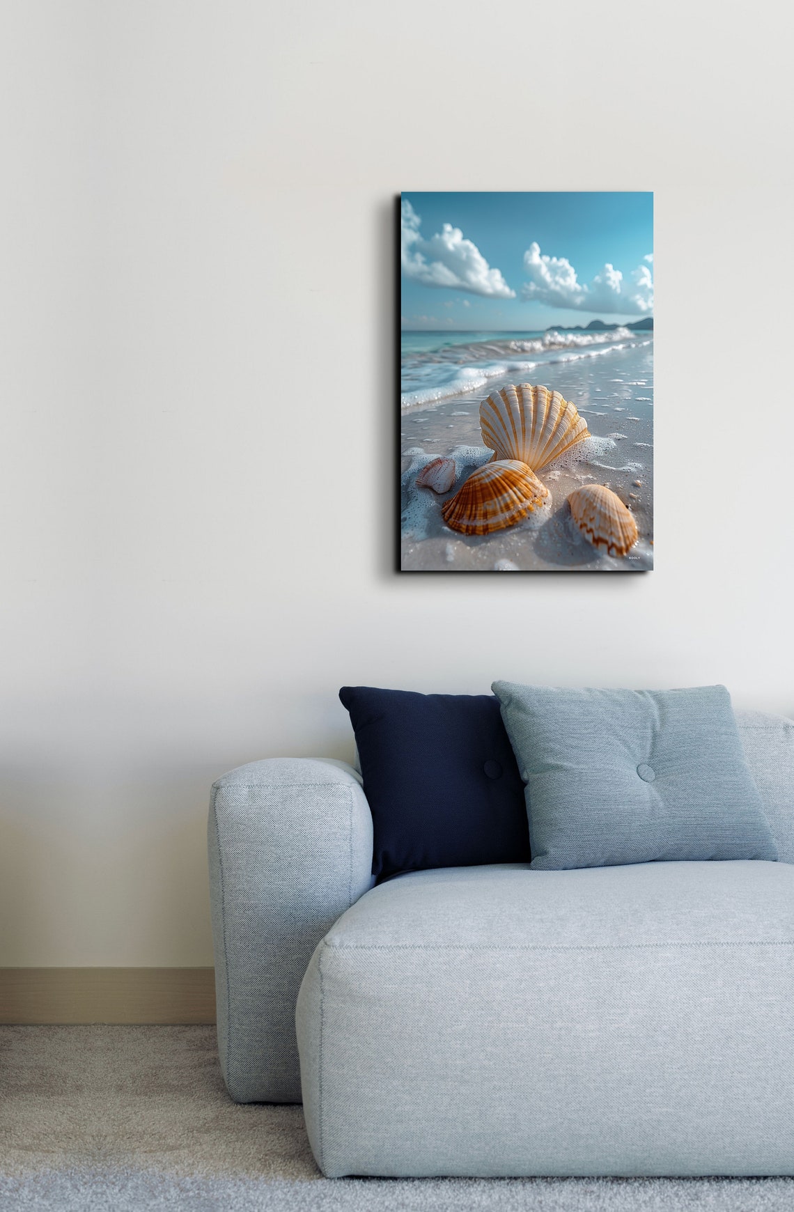 Seashells Resting at the Ocean Water Edge in White Foam Poster - Image 7
