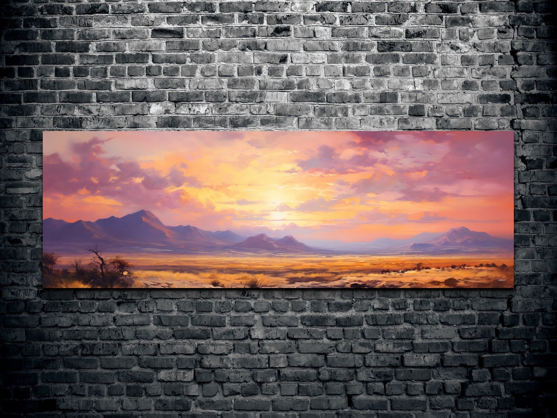 Panoramic Desert Sunset Over Purple Mountains Valley View Poster - Image 2