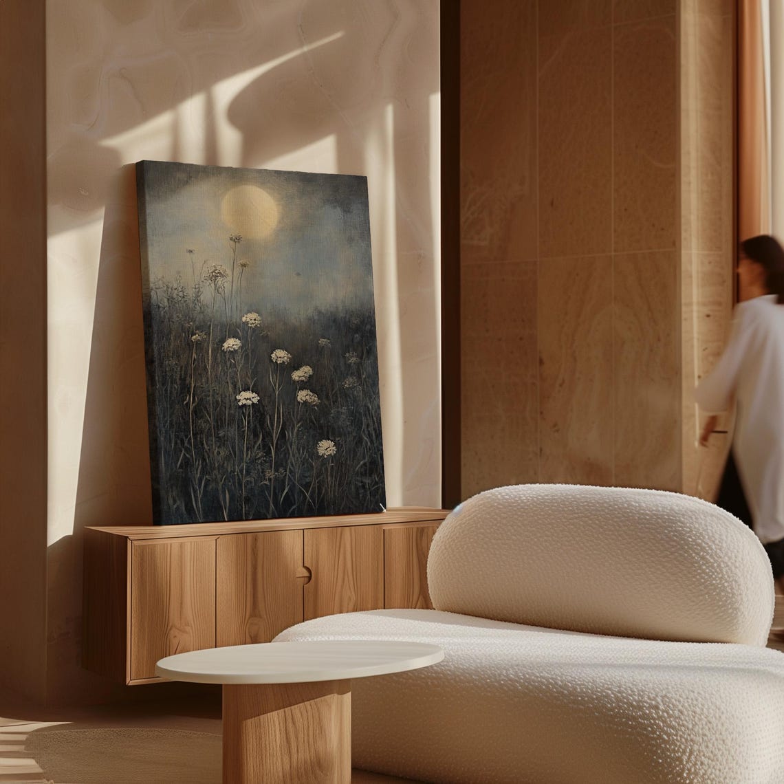Moonlit Wildflowers Ethereal Night Meadow Full Moon Painting Poster - Image 6