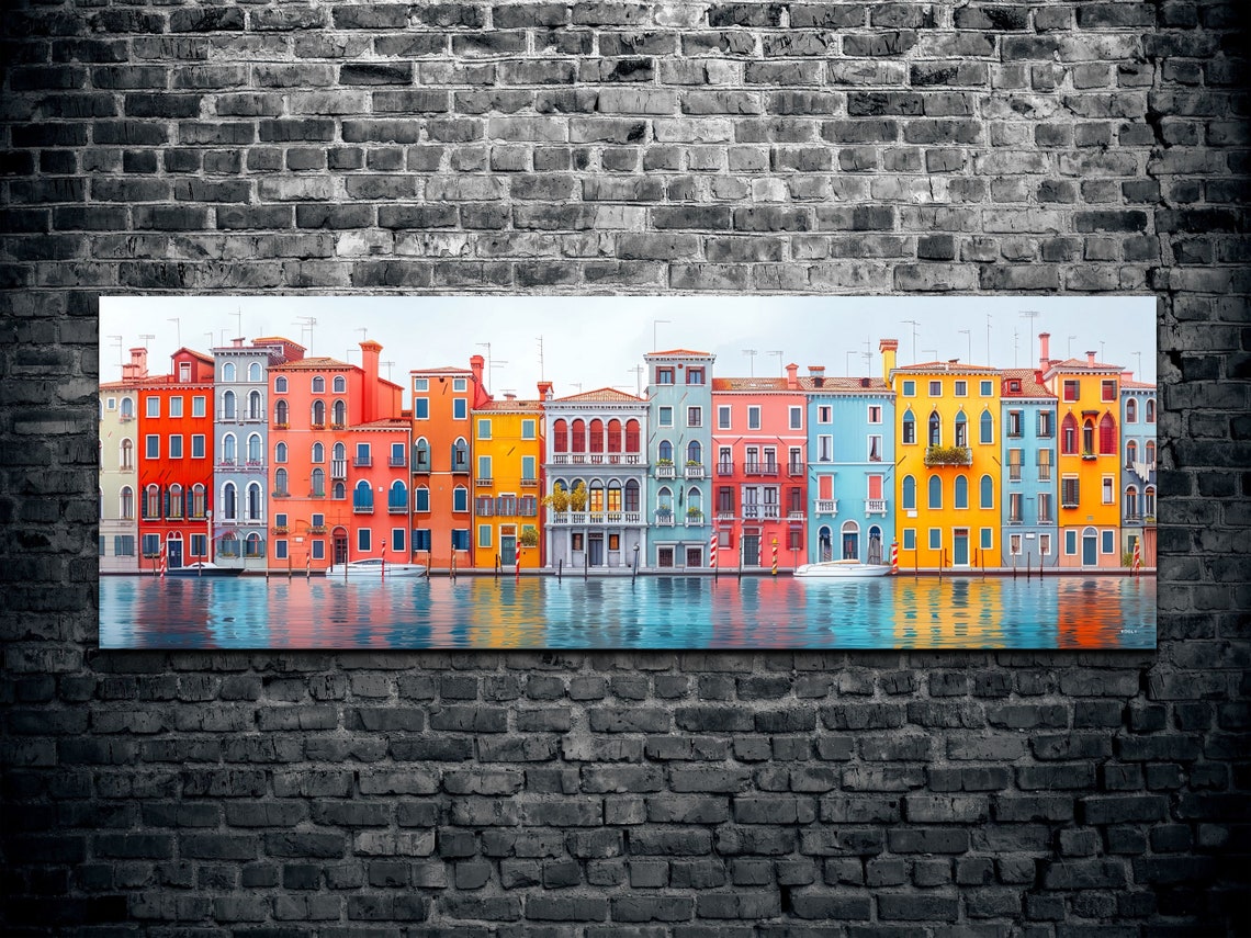 Colorful Venice Italy Landmark Boat River Oil Painting Watercolor Wall Art Calming Poster Print Homeoffice Room Decor Gifts - Image 2
