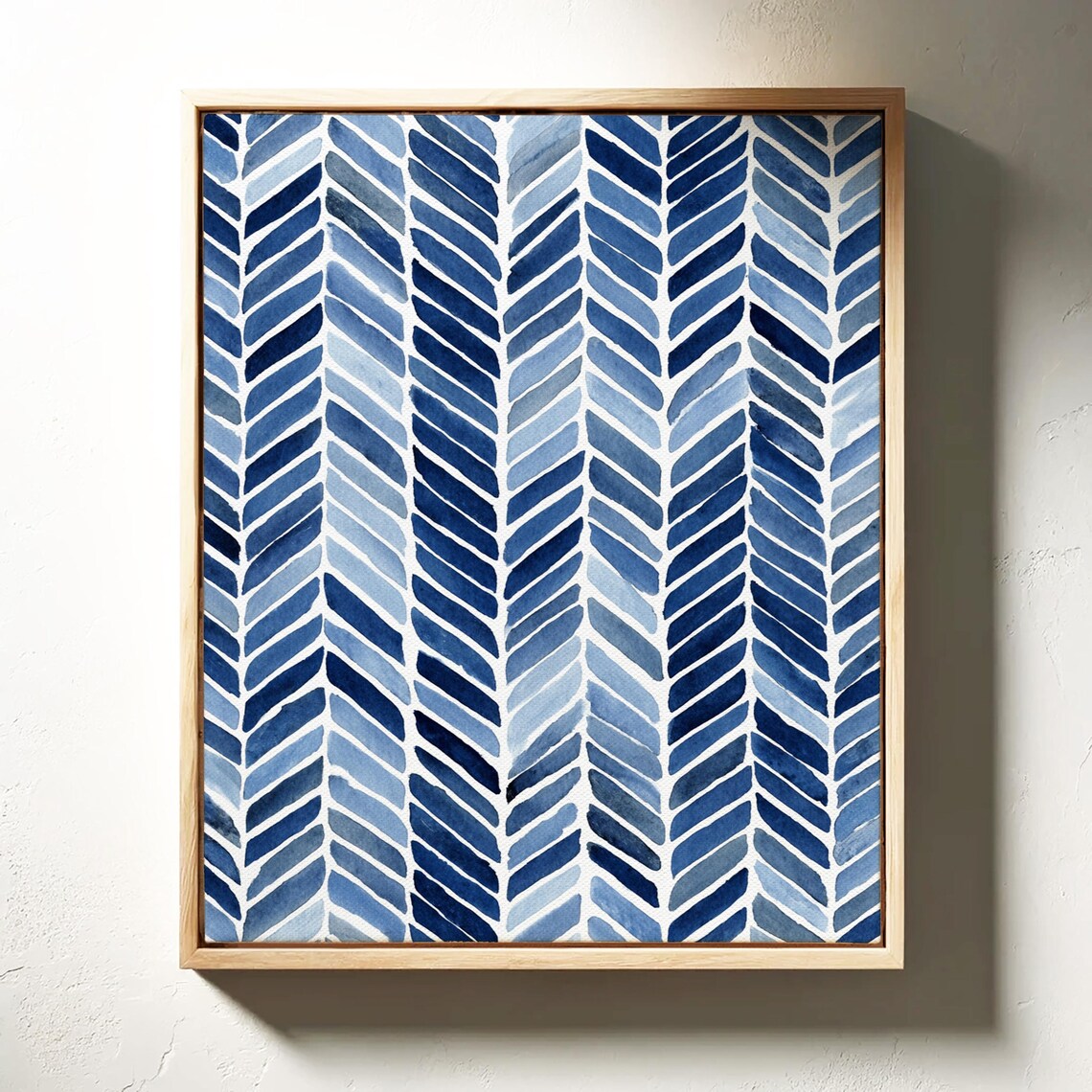 Indigo Watercolor Chevron Minimalist Pattern Art Print