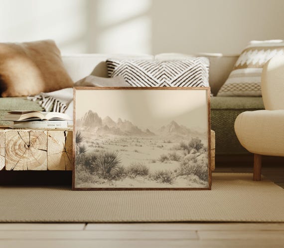 Desert Mountains Under Soft Sepia Skies