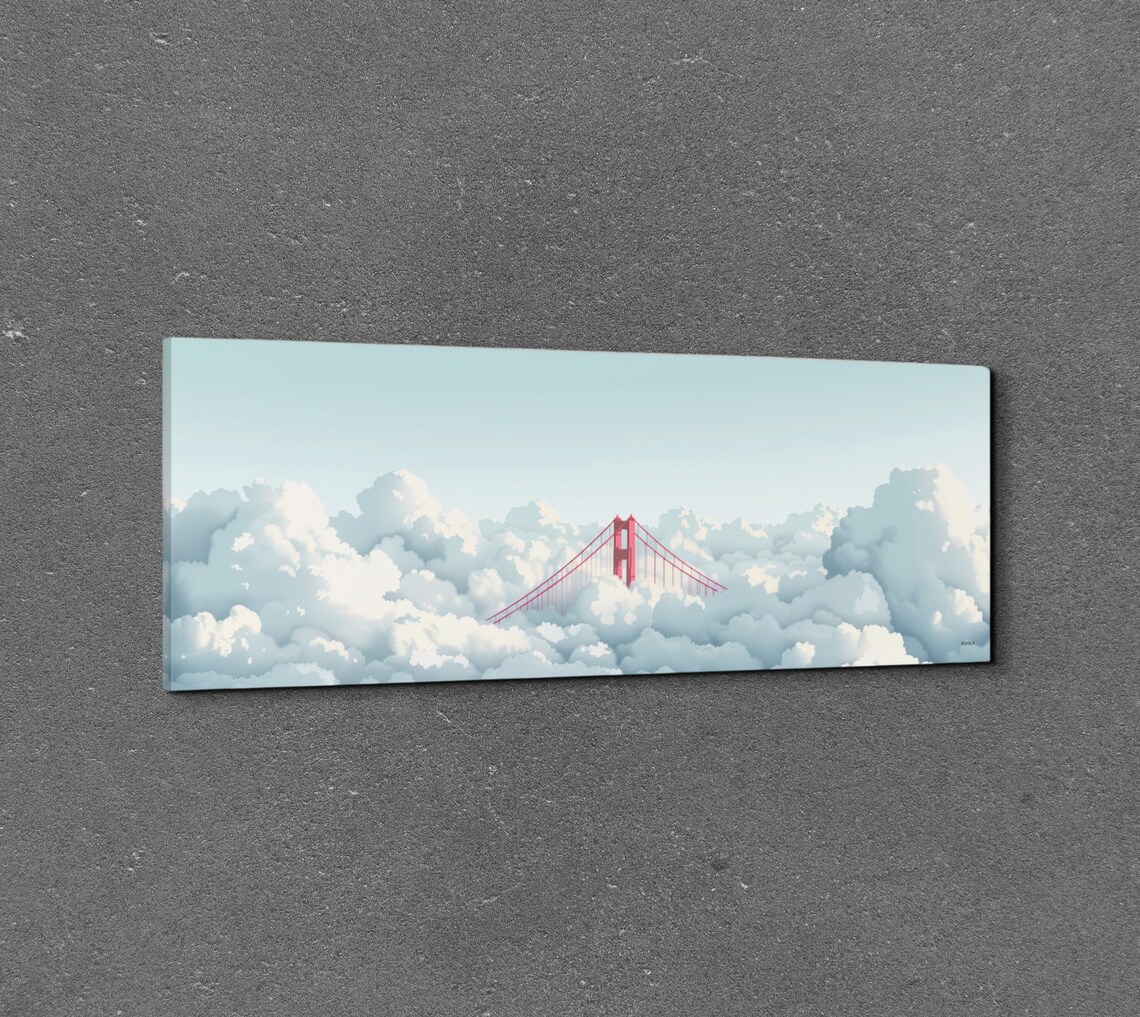 Golden Gate Bridge Above The Clouds, Panoramic Art - Image 3