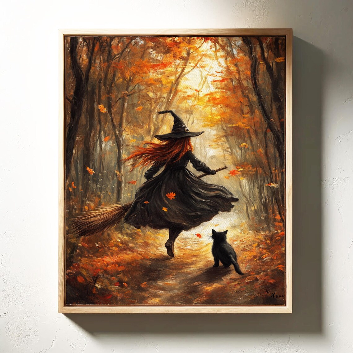 Whimsical Autumn Witch, Enchanted Forest Art Print