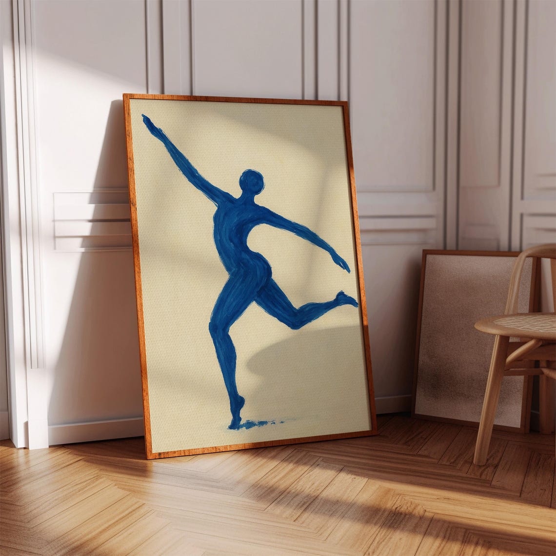 Modern Blue Dancer Silhouette Minimalist Movement Abstract Poster