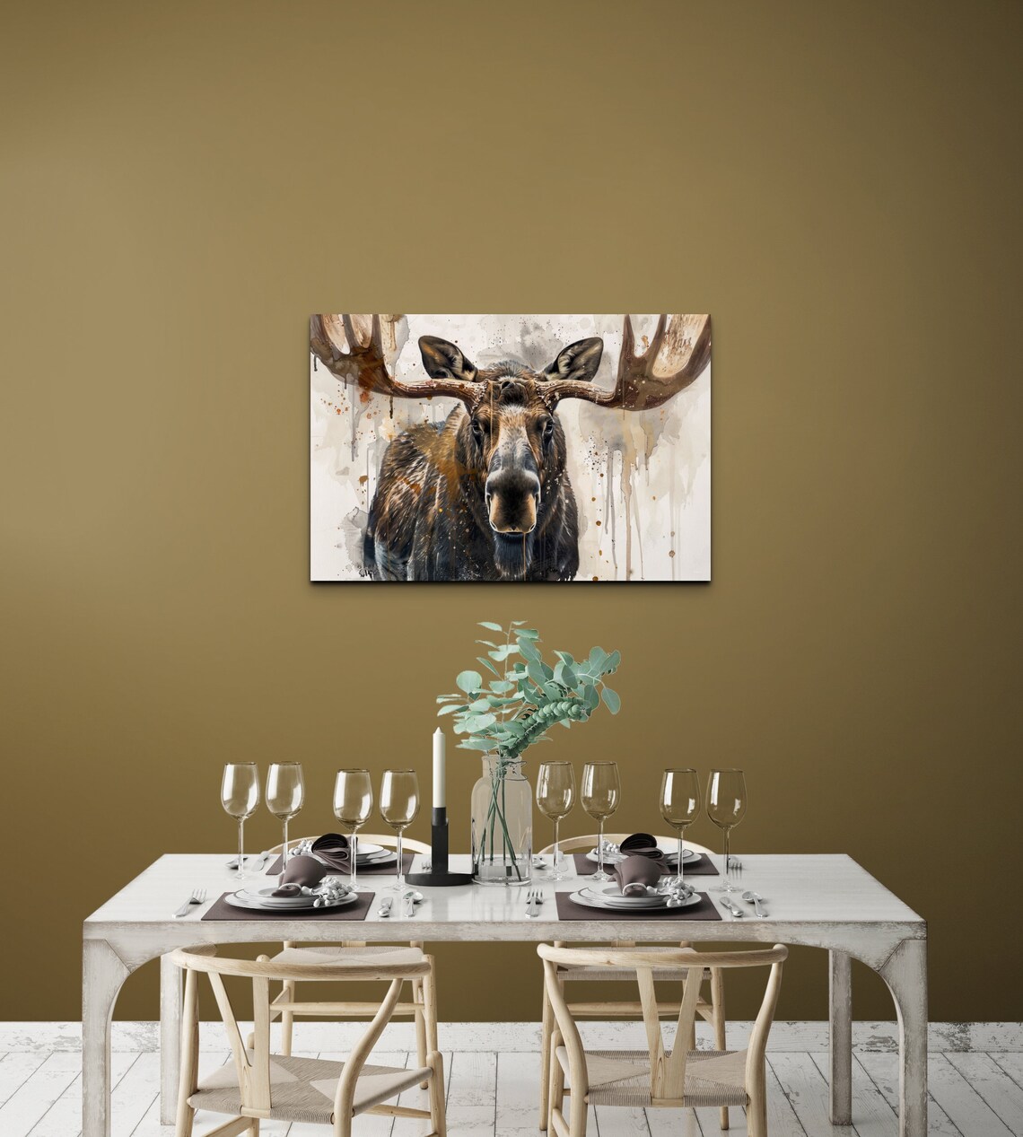 Watercolor Canadian Moose Art Print, Wildlife Decor - Image 4