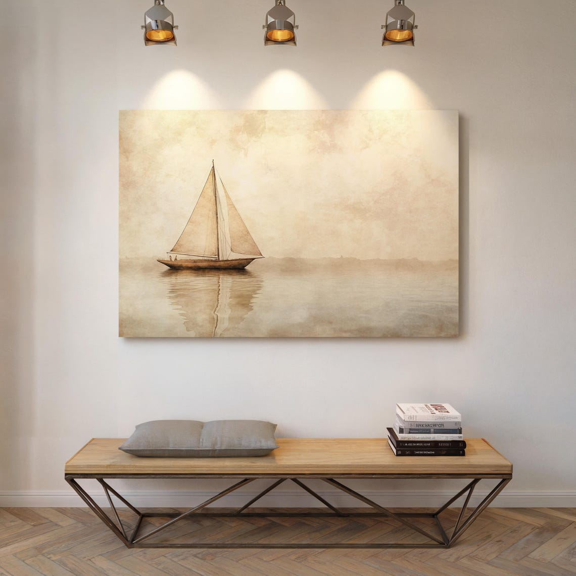 Vintage Sailboat Gliding On Still Water In Soft Sepia Tones Poster - Image 4