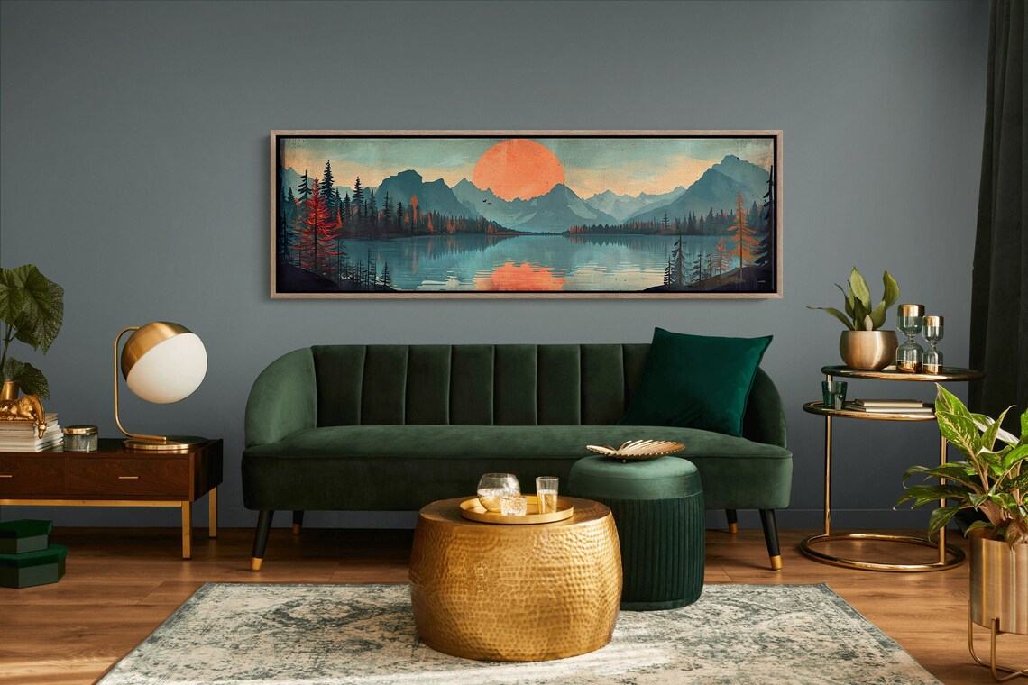 Panoramic Mid Century Modern Mountain Wall Art - Image 6