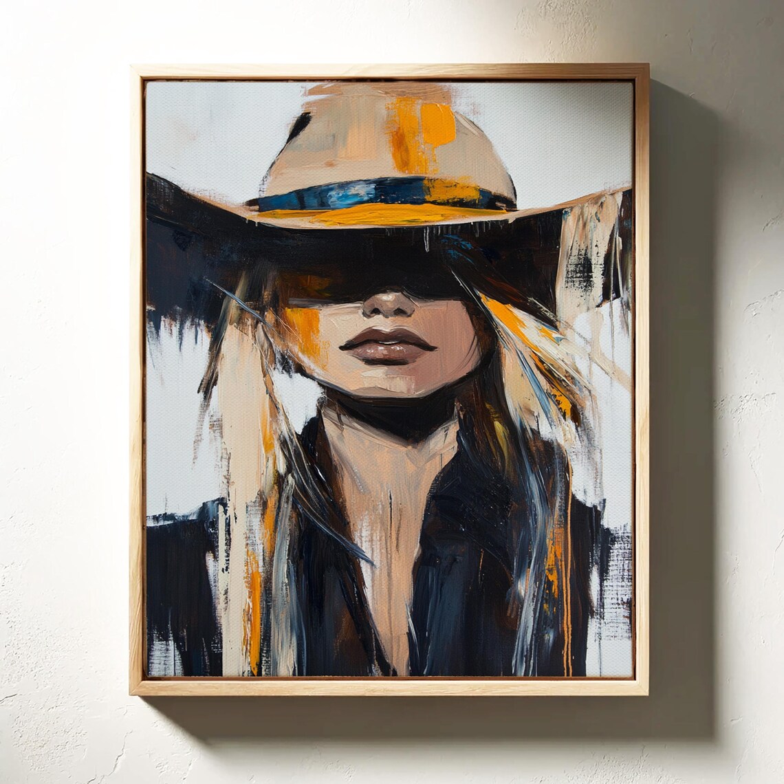 Modern Western Woman, Abstract Cowboy Hat Art Print - Image 3
